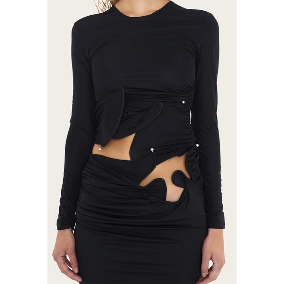NEW CHRISTOPHER ESBER venus looped long-sleeve top in black - Picture 1 of 1